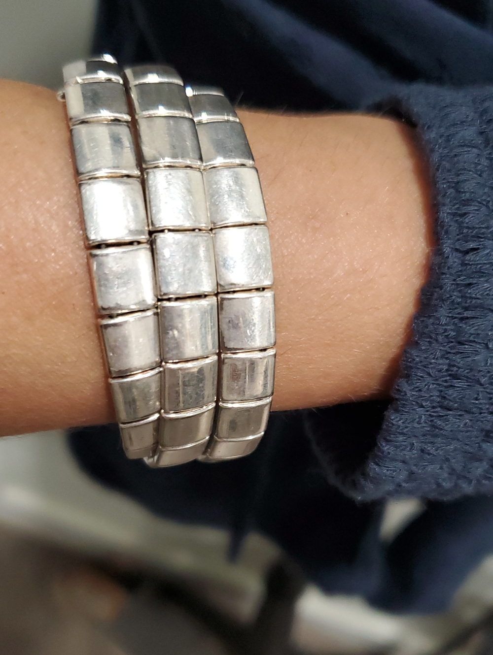 Liz Claiborne Polished Silver Triple-Row Stretch Bracelet